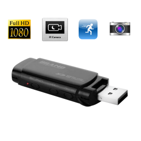 USB espião Full HD 1080p com visão noturna e detecção de