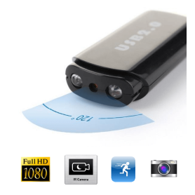 USB espião Full HD 1080p com visão noturna e detecção de